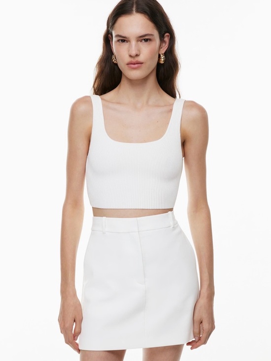 Aritzia Tops - Aritzia Babaton Sculpt Knit Squareneck Cropped L Tank White Sweater Top Minimal